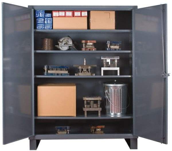 Durham - 4 Shelf Locking Storage Cabinet - Steel, 60" Wide x 24" Deep x 78" High - Apex Tool & Supply