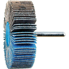 PFERD - 3" Diam x 1" Face Width, Aluminum Oxide Coated Mounted Flap Wheel - 1/4" Shank Mount, 60 Grit, 20,000 Max RPM - Apex Tool & Supply