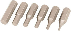 Wiha - 6 Piece, 1/4" Drive Screwdriver Insert Bit Set - 1/16 to 3/16" Hex - Apex Tool & Supply