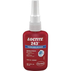 Loctite - 50 mL Bottle, Blue, Medium Strength Liquid Threadlocker - Series 243, 24 hr Full Cure Time, Hand Tool Removal - Apex Tool & Supply