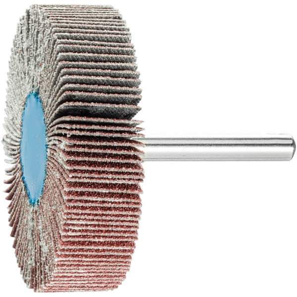 PFERD - 2-1/2" Diam x 1/2" Face Width, Aluminum Oxide Coated Mounted Flap Wheel - 1/4" Shank Mount, 80 Grit, 23,000 Max RPM - Apex Tool & Supply