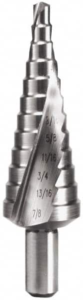 Hertel - 12 Hole Sizes, 3/16 to 7/8" Hole Diam High Speed Steel Step Drill Bit - Apex Tool & Supply
