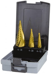 Hertel - 30mm Max, 118° Point, TiN Finish, High Speed Steel Step Drill Bit Set - Apex Tool & Supply