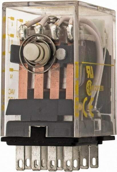 Square D - 2/3 hp at 120/240 Volt, Electromechanical Plug-in General Purpose Relay - 5 Amp at 240 VAC, 4PDT, 120 VAC at 50/60 Hz - Apex Tool & Supply