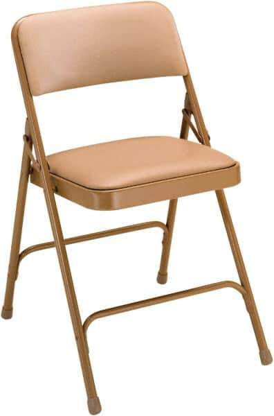 NPS - 18-3/4" Wide x 20-1/4" Deep x 29-1/2" High, Vinyl Folding Chair with Vinyl Padded Seat - French Beige - Apex Tool & Supply