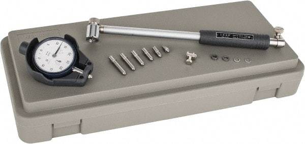 Mitutoyo - 6 Anvil, 1.4 to 2-1/2" Dial Bore Gage - 0.0005" Graduation, 6" Gage Depth, Accurate to 0.00008", Carbide Contact Point - Apex Tool & Supply