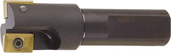 Kyocera - 1" Cut Diam, 0.6" Max Depth of Cut, 1" Shank Diam, 3.78" OAL, Indexable Square Shoulder End Mill - XPMT15T3\x85 Inserts, Flatted Shank, 90° Lead Angle, Series EM - Apex Tool & Supply