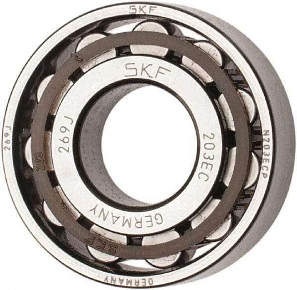 SKF - 17mm Bore Diam, 40mm Outside Diam, 12mm Wide Cylindrical Roller Bearing - 17,200 N Dynamic Capacity, 14,300 Lbs. Static Capacity - Apex Tool & Supply