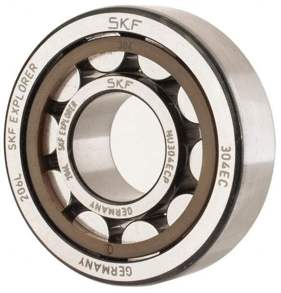 SKF - 20mm Bore Diam, 52mm Outside Diam, 15mm Wide Cylindrical Roller Bearing - 30,800 N Dynamic Capacity, 26,000 Lbs. Static Capacity - Apex Tool & Supply