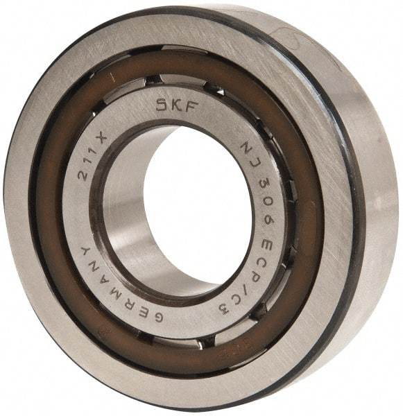SKF - 30mm Bore Diam, 72mm Outside Diam, 19mm Wide Cylindrical Roller Bearing - 51,200 N Dynamic Capacity, 48,000 Lbs. Static Capacity - Apex Tool & Supply