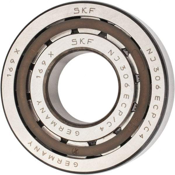 SKF - 30mm Bore Diam, 72mm Outside Diam, 19mm Wide Cylindrical Roller Bearing - 51,200 N Dynamic Capacity, 48,000 Lbs. Static Capacity - Apex Tool & Supply