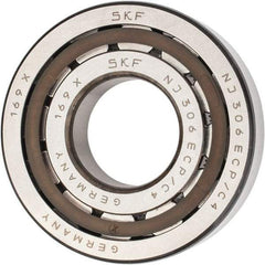 SKF - 30mm Bore Diam, 72mm Outside Diam, 19mm Wide Cylindrical Roller Bearing - 51,200 N Dynamic Capacity, 48,000 Lbs. Static Capacity - Apex Tool & Supply