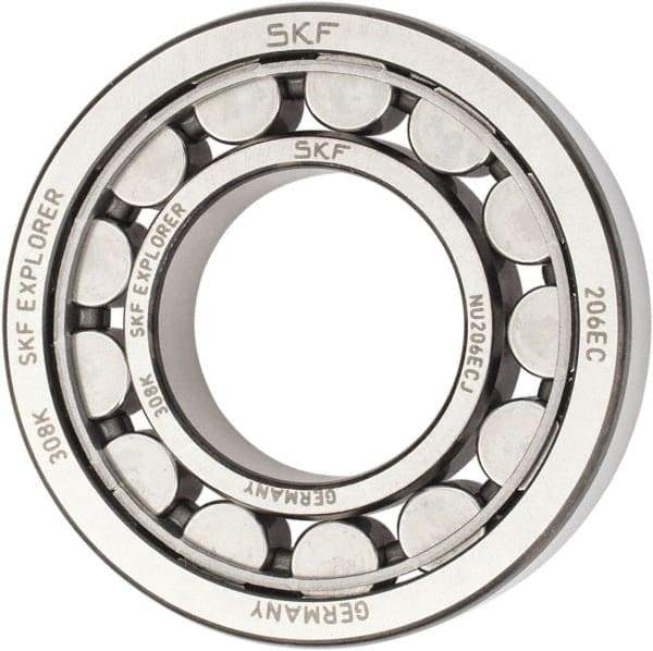SKF - 30mm Bore Diam, 62mm Outside Diam, 16mm Wide Cylindrical Roller Bearing - 38,000 N Dynamic Capacity, 36,500 Lbs. Static Capacity - Apex Tool & Supply