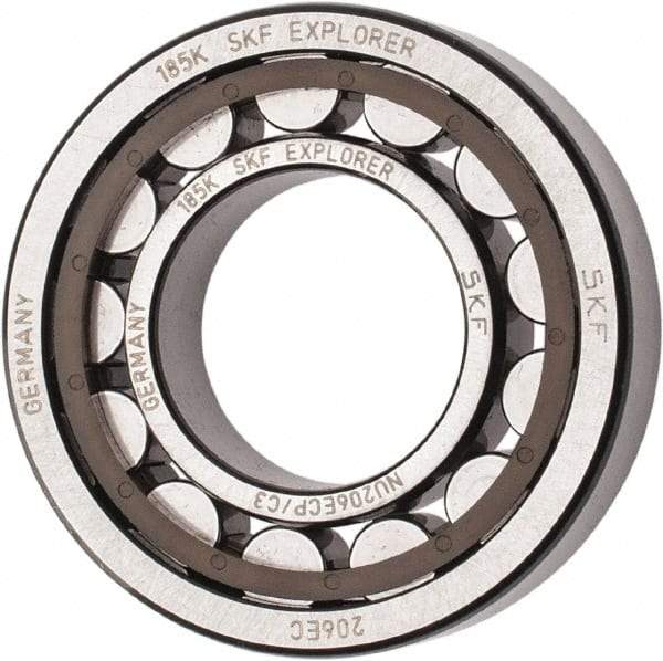 SKF - 30mm Bore Diam, 62mm Outside Diam, 16mm Wide Cylindrical Roller Bearing - 38,000 N Dynamic Capacity, 36,500 Lbs. Static Capacity - Apex Tool & Supply