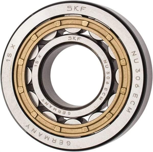 SKF - 30mm Bore Diam, 72mm Outside Diam, 19mm Wide Cylindrical Roller Bearing - 51,200 N Dynamic Capacity, 48,000 Lbs. Static Capacity - Apex Tool & Supply