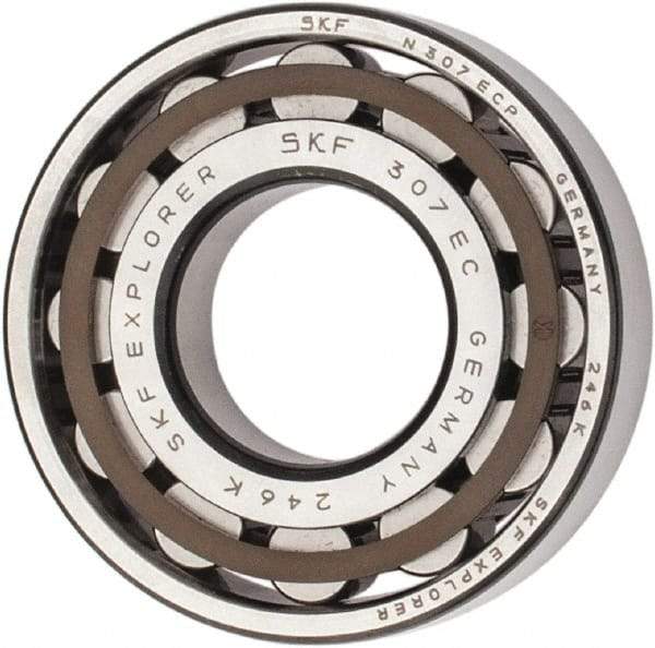 SKF - 35mm Bore Diam, 80mm Outside Diam, 21mm Wide Cylindrical Roller Bearing - 64,400 N Dynamic Capacity, 63,000 Lbs. Static Capacity - Apex Tool & Supply