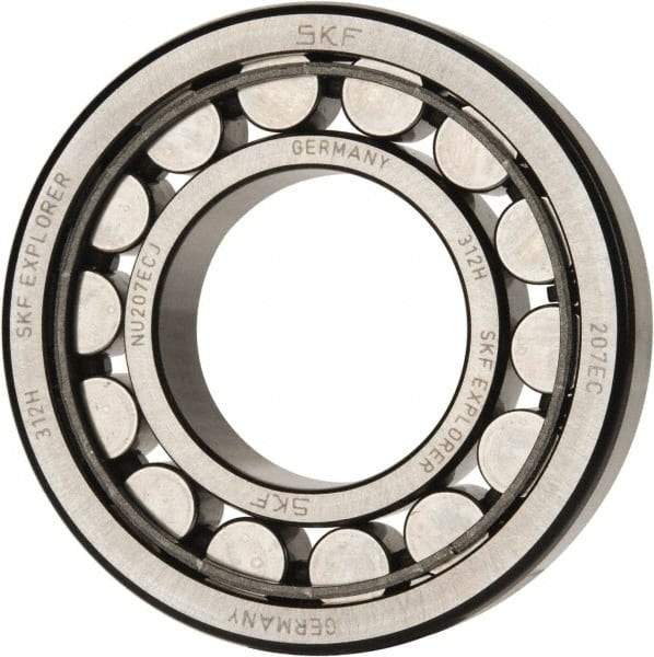 SKF - 35mm Bore Diam, 72mm Outside Diam, 17mm Wide Cylindrical Roller Bearing - 48,400 N Dynamic Capacity, 48,000 Lbs. Static Capacity - Apex Tool & Supply