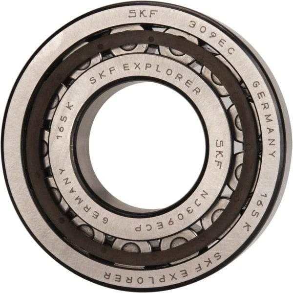 SKF - 45mm Bore Diam, 100mm Outside Diam, 25mm Wide Cylindrical Roller Bearing - 99,000 N Dynamic Capacity, 100,000 Lbs. Static Capacity - Apex Tool & Supply