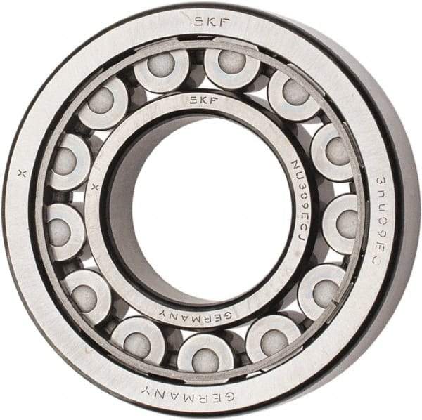 SKF - 45mm Bore Diam, 100mm Outside Diam, 25mm Wide Cylindrical Roller Bearing - 99,000 N Dynamic Capacity, 100,000 Lbs. Static Capacity - Apex Tool & Supply