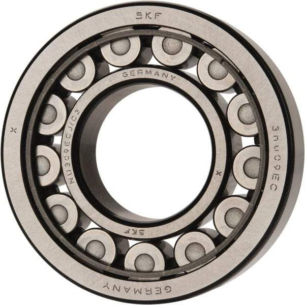 SKF - 45mm Bore Diam, 100mm Outside Diam, 25mm Wide Cylindrical Roller Bearing - 99,000 N Dynamic Capacity, 100,000 Lbs. Static Capacity - Apex Tool & Supply