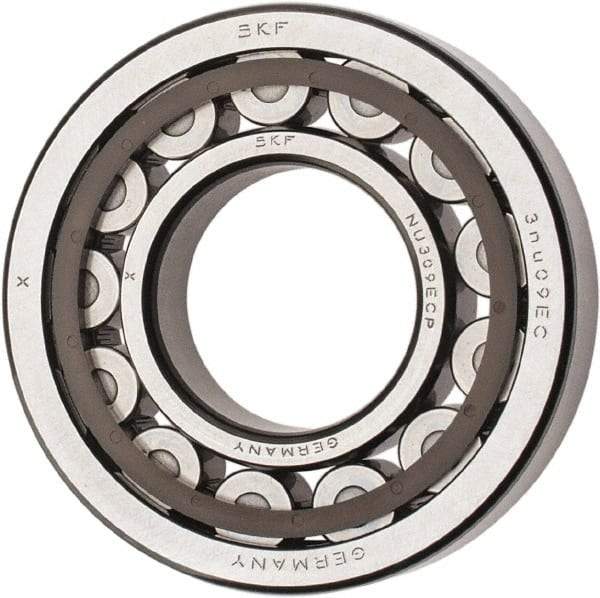 SKF - 45mm Bore Diam, 100mm Outside Diam, 25mm Wide Cylindrical Roller Bearing - 99,000 N Dynamic Capacity, 100,000 Lbs. Static Capacity - Apex Tool & Supply