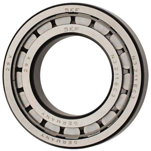 SKF - 55mm Bore Diam, 100mm Outside Diam, 21mm Wide Cylindrical Roller Bearing - 84,200 N Dynamic Capacity, 95,000 Lbs. Static Capacity - Apex Tool & Supply