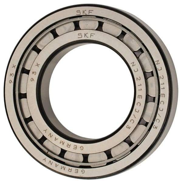 SKF - 55mm Bore Diam, 100mm Outside Diam, 21mm Wide Cylindrical Roller Bearing - 84,200 N Dynamic Capacity, 95,000 Lbs. Static Capacity - Apex Tool & Supply
