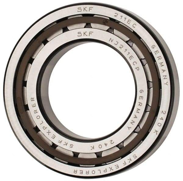 SKF - 55mm Bore Diam, 100mm Outside Diam, 21mm Wide Cylindrical Roller Bearing - 84,200 N Dynamic Capacity, 95,000 Lbs. Static Capacity - Apex Tool & Supply