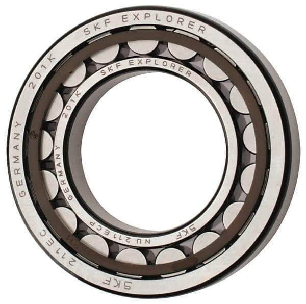 SKF - 55mm Bore Diam, 100mm Outside Diam, 21mm Wide Cylindrical Roller Bearing - 84,200 N Dynamic Capacity, 95,000 Lbs. Static Capacity - Apex Tool & Supply