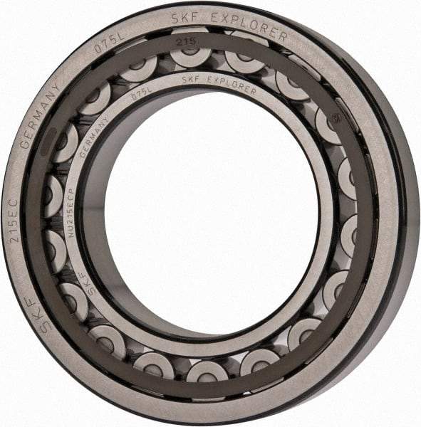 SKF - 75mm Bore Diam, 130mm Outside Diam, 25mm Wide Cylindrical Roller Bearing - 130,000 N Dynamic Capacity, 156,000 Lbs. Static Capacity - Apex Tool & Supply