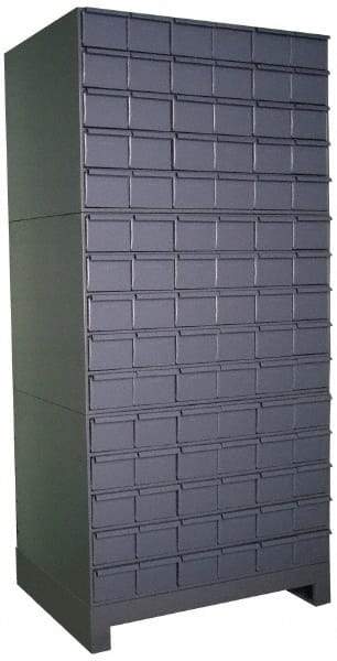 Durham - 90 Bin Drawer Cabinet System - 17-1/4 Inch Overall Depth x 69-1/8 Inch Overall Height, Gray Steel Bins - Apex Tool & Supply