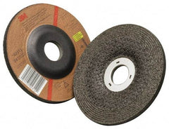 3M - 24 Grit, 7" Wheel Diam, 1/4" Wheel Thickness, Type 27 Depressed Center Wheel - Aluminum Oxide, 8,500 Max RPM, Compatible with Angle Grinder - Apex Tool & Supply