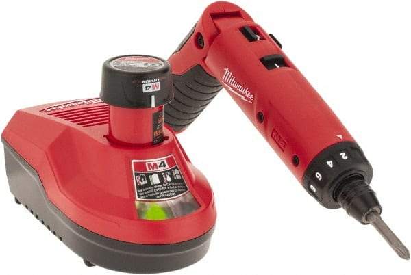 Milwaukee Tool - 4 Volts, Lithium-Ion Battery, Swivel Handle Cordless Screwdriver - 200, 600 RPM, 44 Inch/Lbs. Torque, Battery Included - Apex Tool & Supply