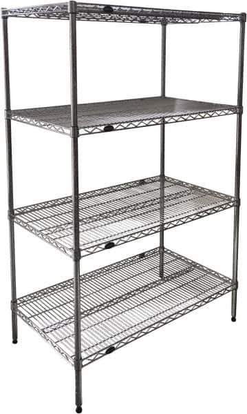 Value Collection - 4 Shelf Wire Shelving Unit - 72" Wide x 24" Deep x 63" High, - Apex Tool & Supply