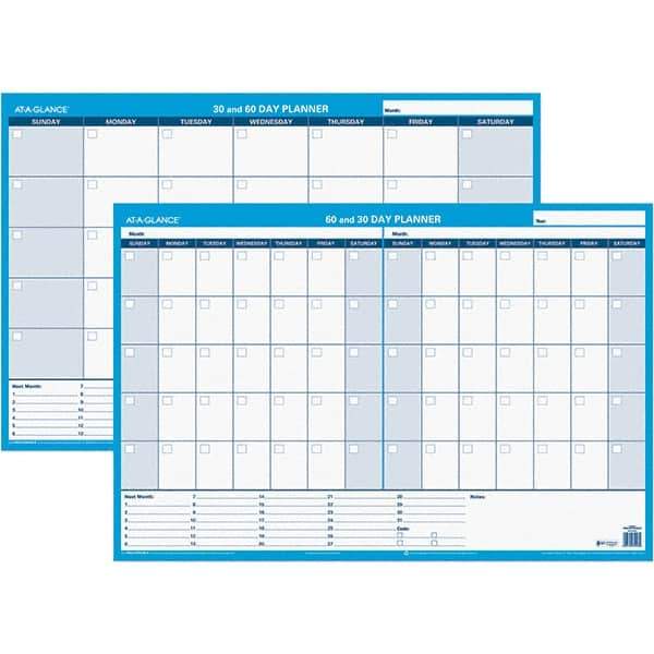 AT-A-GLANCE - 1 Sheet, 36 x 24", Erasable Wall Calendar - White & Blue - Apex Tool & Supply
