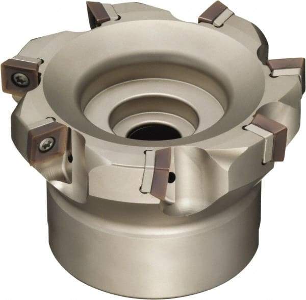 Sumitomo - 8 Inserts, 5" Cut Diam, 1-1/2" Arbor Diam, Indexable Square-Shoulder Face Mill - 2-1/2" High, SOMT 1204.. Insert Compatibility, Through Coolant, Series WaveMill - Apex Tool & Supply
