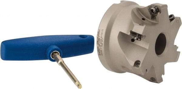 Iscar - 6 Inserts, 3" Cut Diam, 1" Arbor Diam, 0.512" Max Depth of Cut, Indexable Square-Shoulder Face Mill - 0/90° Lead Angle, 2" High, HM390 TDKT 1505 Insert Compatibility, Through Coolant, Series HeliIQMill - Apex Tool & Supply