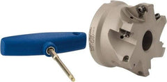 Iscar - 6 Inserts, 3" Cut Diam, 1" Arbor Diam, 0.512" Max Depth of Cut, Indexable Square-Shoulder Face Mill - 0/90° Lead Angle, 2" High, HM390 TDKT 1505 Insert Compatibility, Through Coolant, Series HeliIQMill - Apex Tool & Supply