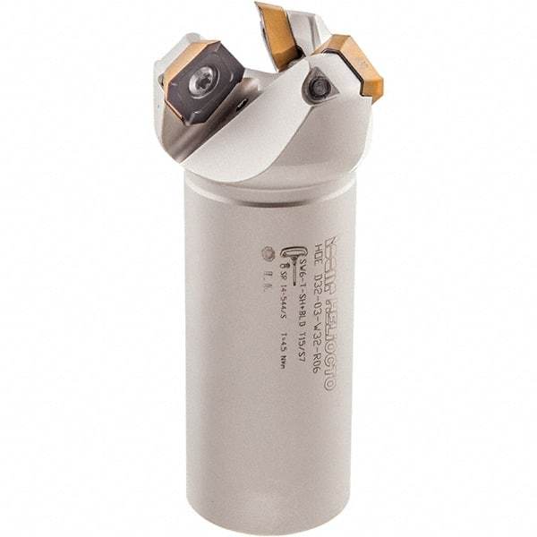 Iscar - 42° Lead Angle, 2.37" Max Cut Diam, 2" Min Cut Diam, 0.1" Max Depth of Cut, Indexable Chamfer and Angle End Mill - 4 Inserts, OECR, OEMT, OEMW-AETN, REMT, SEMT Insert Style, 4-1/2" Overall Length, Through Coolant, Weldon Flat - Apex Tool & Supply