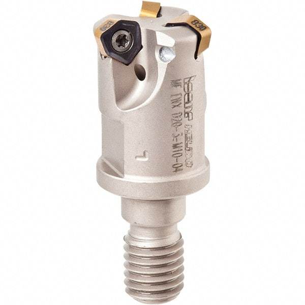 Iscar - 30° Lead Angle, 32mm Max Cut Diam, 22.5mm Min Cut Diam, 2mm Max Depth of Cut, Indexable Chamfer and Angle End Mill - 4 Inserts, H600 WXCU 05 Insert Style, 145mm Overall Length, Through Coolant, Straight Shank - Apex Tool & Supply