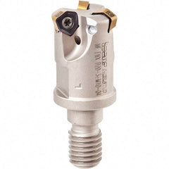 Iscar - 30° Lead Angle, 32mm Max Cut Diam, 22.5mm Min Cut Diam, 2mm Max Depth of Cut, Indexable Chamfer and Angle End Mill - 4 Inserts, H600 WXCU 05 Insert Style, 145mm Overall Length, Through Coolant, Straight Shank - Apex Tool & Supply