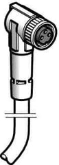 Telemecanique Sensors - 4 Amp, M8 3 Pin Elbowed Female Cordset Sensor and Receptacle - 60 VAC, 75 VDC, 2m Cable Length, IP67 Ingress Rating - Apex Tool & Supply