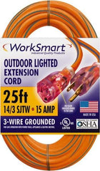 Value Collection - 25', 14/3 Gauge/Conductors, Orange/Blue Outdoor Extension Cord - 1 Receptacle, 15 Amps, UL SJTW, NEMA 5-15P - Apex Tool & Supply