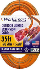 Value Collection - 35', 16/3 Gauge/Conductors, Orange/Blue Outdoor Extension Cord - 1 Receptacle, 15 Amps, UL SJTW, NEMA 5-15P - Apex Tool & Supply