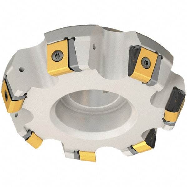 Iscar - 12.86" Cut Diam, 2-1/2" Arbor Hole, 3/4" Max Depth of Cut, 65° Indexable Chamfer & Angle Face Mill - 12 Inserts, T465 LN.T 2212 Insert, Right Hand Cut, 12 Flutes, Series Helitang - Apex Tool & Supply