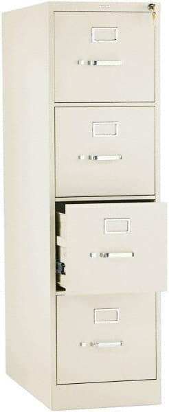Hon - 15" Wide x 52" High x 26-1/2" Deep, 4 Drawer Vertical File with Lock - Steel, Putty - Apex Tool & Supply