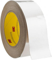 3M - 2" x 45m Silver Foil Tape - 3.25 mil, Acrylic Adhesive, Aluminum Foil Backing, 10 Lb/ln Tensile Strength, -30°F to 260°F, Series 3380 - Apex Tool & Supply