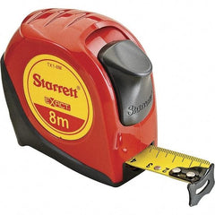 Starrett - 26' x 1" Yellow Blade Tape Measure - 1mm Graduation, S6 Graduation Style, Red Case - Apex Tool & Supply