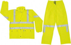 MCR Safety - Size 5XL, High Visibility Lime, Rain, Disposable Encapsulated Suit - Attached Hood, Elastic Ankle, Elastic Wrist - Apex Tool & Supply