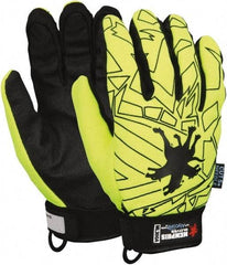 MCR Safety - Size 2XL (11), ANSI Cut Lvl 5, Synthetic Leather Cut & Puncture Resistant Gloves - 9.5" Long, Alycore Lining, Hook & Loop Cuff, Black/Yellow, Paired - Apex Tool & Supply